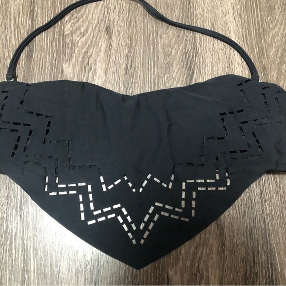 Mossimo Black Laser Cut Bandeau Bikini Top - Removable Halter Strap - Size M - Picture 2 of 6